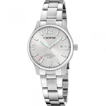 Reloj Calypso Basic K5861/2 Gris Mujer, Caja de Acero Inoxidable 316L Plateado