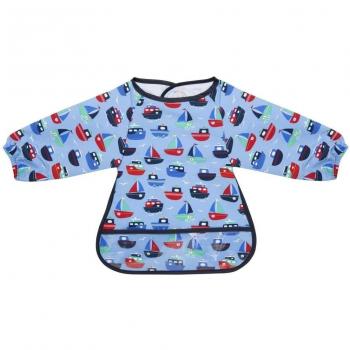 JoJo Maman Bébé D3001BOA12 - Babero Deluxe con mangas, impreso con los barcos
