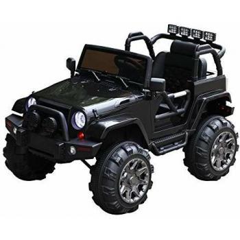 HOMCOM Coche Eléctrico Todoterreno con Mando a Distancia MP3 Luces y Sonidos Apertura de Puerta Batería 12V Control Remoto Carga 30kg para Niños +3 Años 128x78x76cm