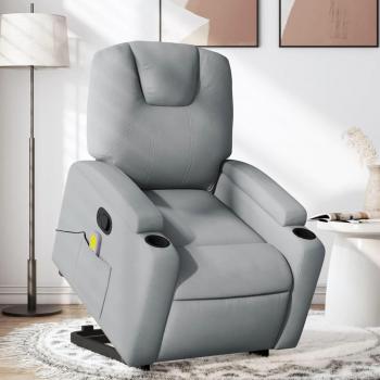 Sillón de masaje reclinable de tela gris claro Vidaxl