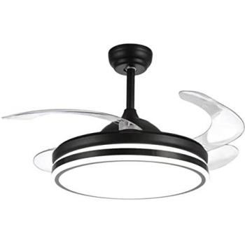 Ventilador de Techo Asgard Bel Air Negro con Luz LED 72W, 4 Aspas Retráctiles, Ø108 cm, Mando a Distancia, Temperaturas de Color 3000K/4000K/600
