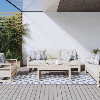 Alfombra de exterior reversible azul marino y blanca 80x250 cm