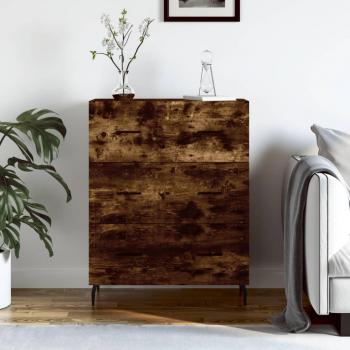 Aparador de madera contrachapada y madera de ingeniería roble ahumado 69,5x34x90 cm, mueble de almacenaje moderno para salón con armarios con puertas y cajón de madera