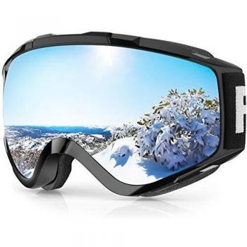 Findway Gafas de Esquí,Máscara Gafas Esqui Snowboard Nieve Espejo para Hombre Mujer Adultos Juventud Jóvenes, Anti Niebla Gafas de Esquiar OTG,Protección UV Plata Esférica Lentes