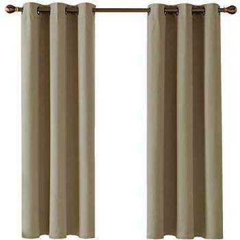Deconovo Cortina Opacas Dormitorio Térmica Aislante Frío y Calor de Color Liso con Ollaos 2 Piezas 107 x 160 cm Beige Oscuro
