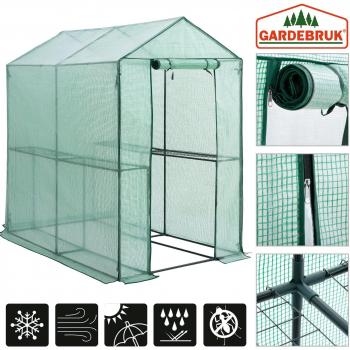 Invernadero PE 190x186x120cm con 2 niveles y lona, vivero de jardín para huerto exterior, ideal para plantas y verduras