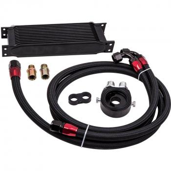 Universal 13 Row AN10 Engine Oil Cooler with Filter Adapter Kit and Nylon Oil Lines