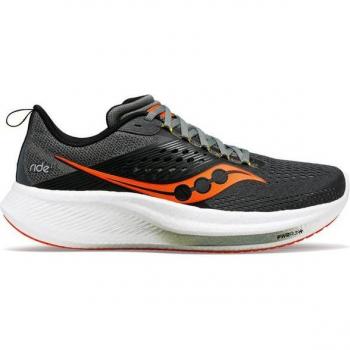 Saucony Zapatillas de running de hombre Ride 17 gris sombra naranja blanco - Talla 40