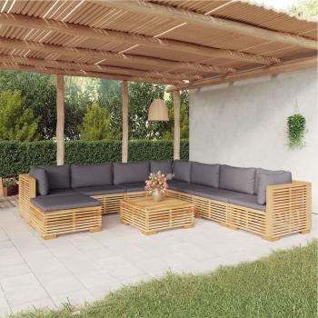 9-Piece Solid Teak Wood Garden Lounge Set with Cushions