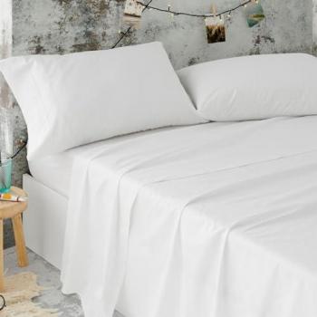 Juego de Sábanas Burrito Blanco para Cama Individual 105 cm | Ropa de Hostelería | 50% Algodón - 50% Poliéster | Color Blanco | Fácil Planchado