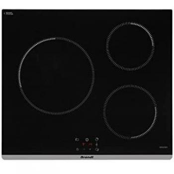 Placa de Inducción Brandt BPI6362B con 3 Zonas de Cocción y Seguridad Avanzada 60 cm Negra