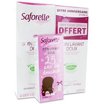 Saforelle Cuidado Limpiador Suave Lote 2 x 500 ml + Cuidado Limpiador Suave 100 ml Gratis