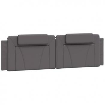 Cabecero Acolchado de Cama en Cuero Sintético Gris 180 cm