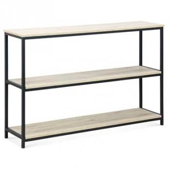 Estantería de metal negro con tablero imitación madera, 3 estantes, dimensiones 120x30x80 cm, estilo Loft
