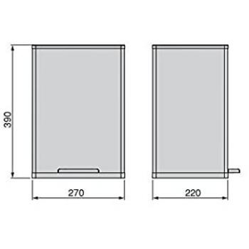 Contenedor exterior Recycle rectangular con apertura pedal Emuca 8200812, 20L, pintado blanco, aluminio