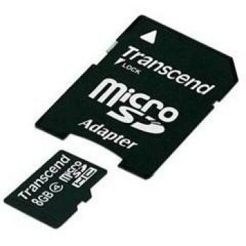 Transcend Micro SDHC 8GB + Adapter - Tarjeta de Memoria