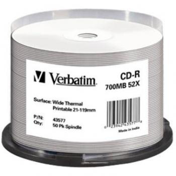 Verbatim CD-R Wide Thermal Printable CD-R 700MB 50pieza