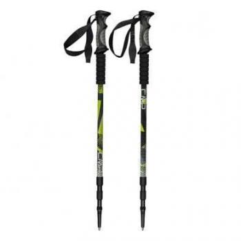 Bastones de senderismo CMP BERN TREKKING POLES - Par de bastones, color verde ácido, ajustables en altura, fabricados en aluminio ligero, empuñadura ergonómica y sistema de bloqueo rápido