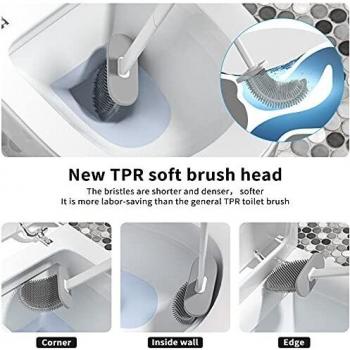 POWEROWL Escobillas de Baño Silicona, Escobillas WC con Soporte de Secado RáPido, Escobilla y Portaescobillas de Baño Silicona de Montaje en Suelo o Montaje en Pared