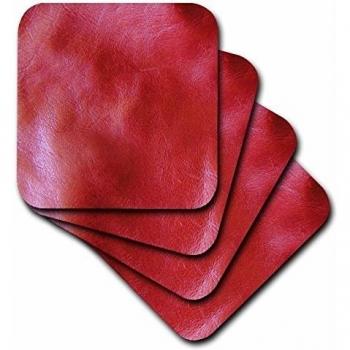 3dRose CST _ 29664 _ 4 Piel de color rojo like-ceramic Azulejos Posavasos, juego de 8
