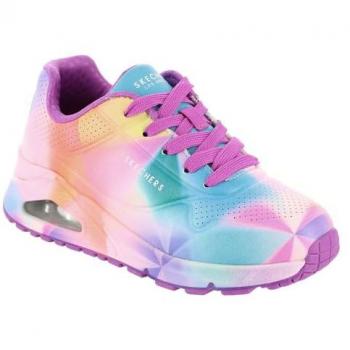 Skechers Uno Gen1 Prism Burst Rainbow Sneakers for Girls and Boys - Size 34