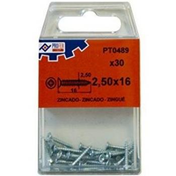 PROFER TOP - Tirafondo C/Plana Pozi Zn C/30 Profer Top 2,5X16 Mm