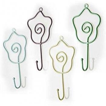 MONTEMAGGI Perchero de Metal con Forma de Flor Serie de 4 8 x 3 x 16.5 cm