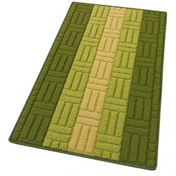 Alfombra de Cocina 3D Verde Bordada 100% Made in Italy Absorbente Antideslizante 57x240 cm