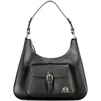 La Martina Elegant Black Leather Shoulder Bag