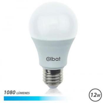 Elbat Bombilla LED 12W 1080 Lúmenes 6500K Luz Fría E27 220º Ángulo 60x120mm Blanco 30.000 Horas Vida 15.000 Encend