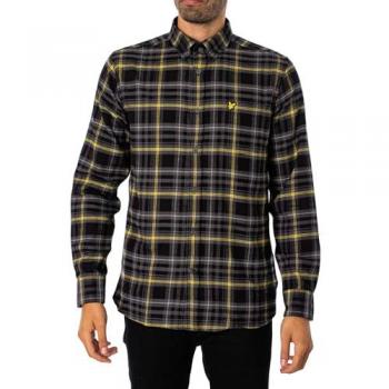 Lyle & Scott Men's Check Flannel Shirt - Jet Black - Size: M