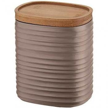 Tarro de Conservación Tierra Taupe M - Guzzini - Marrón - Plástico Reciclado con Tapa de Bambú