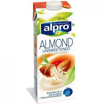 Alpro Roasted Almond Unsweetened Drink, No Sugars - 1L Pack of 8