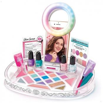 SHIMMER 'N SPARKLE 46909 - Set maquillaje para niñas, Incluye sombra de ojos, pinta uñas y brillo labial | Set maquillaje niña con luz | Kit maquillaje niña, Para mayores de 8 años