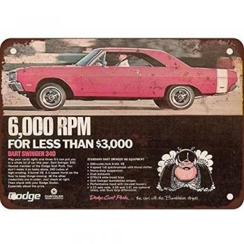 1969 Dodge Dart Swinger 340 reproducción de aspecto Vintage Metal placa metálica, 12 x 18 inches 2