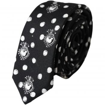Dolce & Gabbana Black Heart Polka Dot Adjustable Tie, Male, One Size