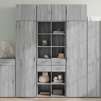 Aparador alto Sonoma gris 70x42,5x185 cm madera multicapa de ingeniería