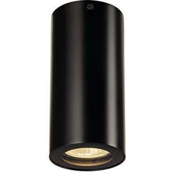 Plafón SLV Enola B, negro, aluminio, altura 14 cm, GU10, máximo 35W