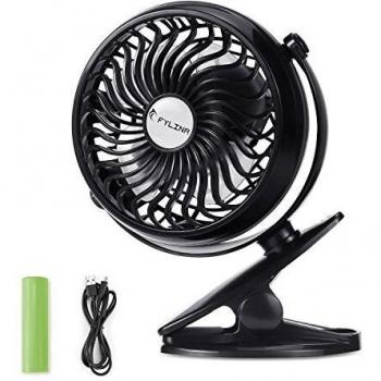 Mini USB Clip Fan Quiet Wind 7-inch Portable Clip-on Fan 360 Degree Rotatation Rechargeable Battery Mini Fan Table Fans for PC Laptop Baby Car