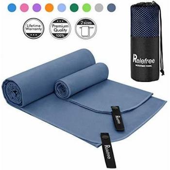 Relefree Microfibre Towel Quick Dry Towels Travel Towels Set of 2 Piece for Swimming Pool Camping Gym Sports Yoga and Pilates etc