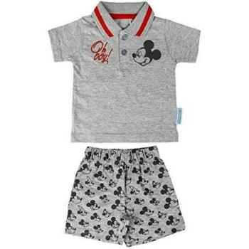 Cerdá Conjunto Bebe Niño Verano de Mickey Mouse Disney-12 Polo Algodon Juego de pantalones cortos, Gris, 12 meses Unisex bebé