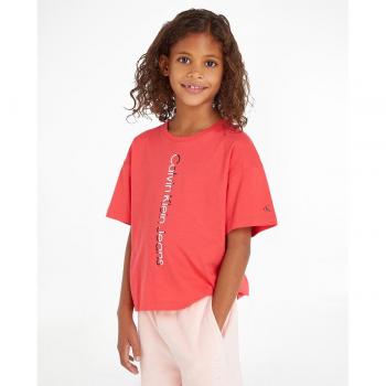 Camiseta de niña rosa de manga corta Calvin Klein