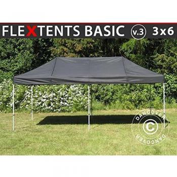 Carpa Plegable Rápida FleXtents Basic v.3, 3x6m Impermeable Negra