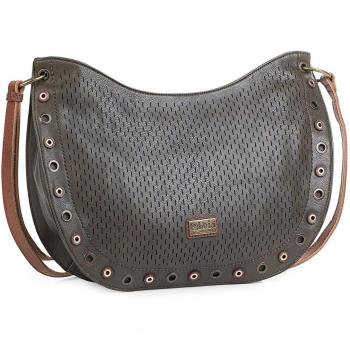 Lois - 96370 Bolso Bandolera Ajustable para Mujer. Cierre con Cremallera. Bolsillo Exterior detrás. Piel sintética Polipiel, Color Oliva