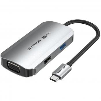Docking USB Tipo-C Vention TQAHB/ 1xHDMI/ 1xUSB/ 1xVGA/ 1xUSB Tipo-C PD/ Gris