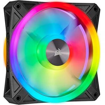 Corsair iCUE QL120 RGB, Ventilador LED RGB de 120 mm , 34 LED RGB Direccionables Individualmente, De Hasta 1500 RPM, Silencioso, Amortiguadores Antivibraciones, Paquete Individual , Negro