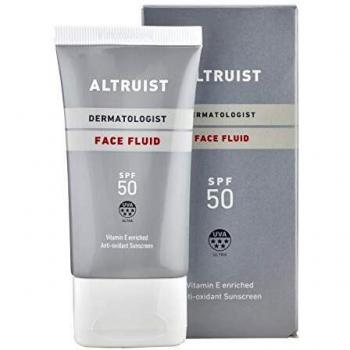 Altruist Dermatologist Sunscreen Fluid SPF – Superior 5star UVA protection by Dr Andrew Birnie premium antioxidant face protection, White, Unscented, 50 millilitre