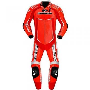Spidi Track Wind Replica Evo - Traje de piel para motocicleta, 1 pieza, color rojo y blanco 56