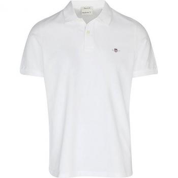 GANT Men's Regular Fit Short Sleeve Shield Logo Pique Polo - 110 White - XXXL - Male