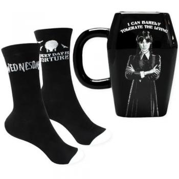 Set Taza y Calcetines Ataúd Miércoles - Licencia Oficial Pequeños Gigantes